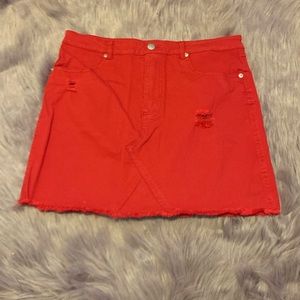 Red mini skirt